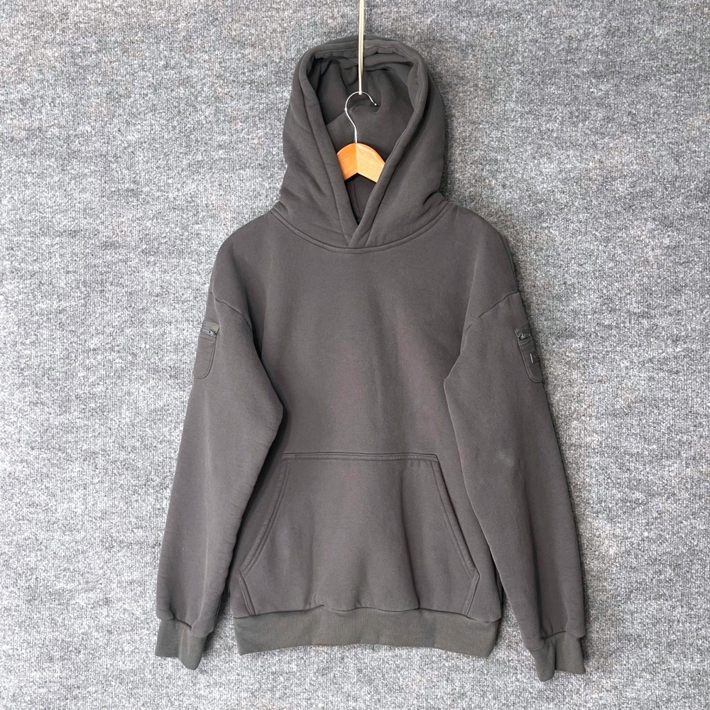 Comfrt Mens Heavyweight Utility Hoodie Charcoal Gray Sleeve Zip Pocket Size S